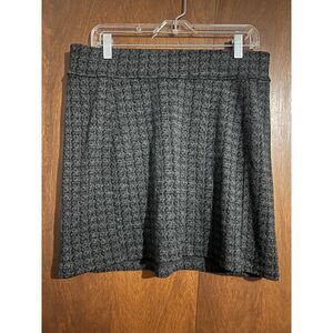 Ibex Womens L 100% Merino Wool Skirt Grey Houndstooth Pull-on Stretch Pockets